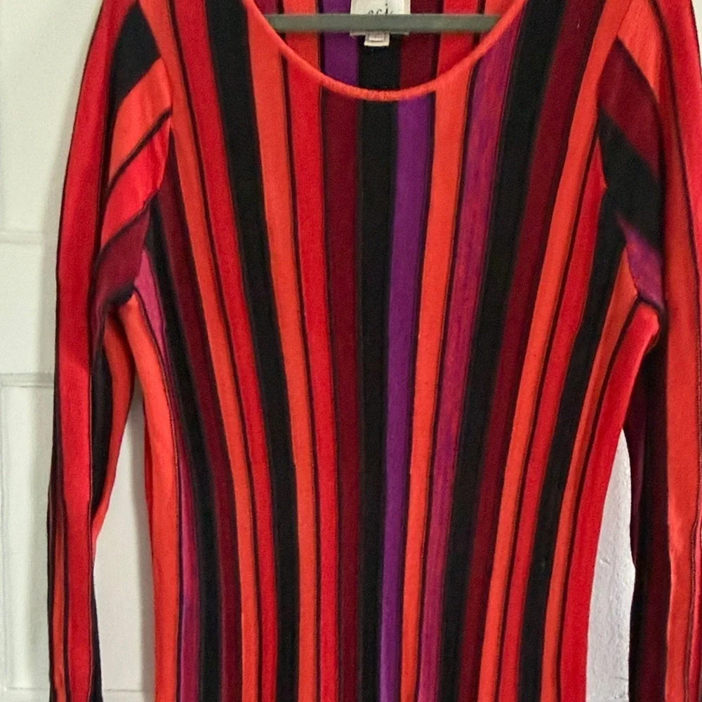 ECI Vibrant Red and Black Long Sleeve Dress